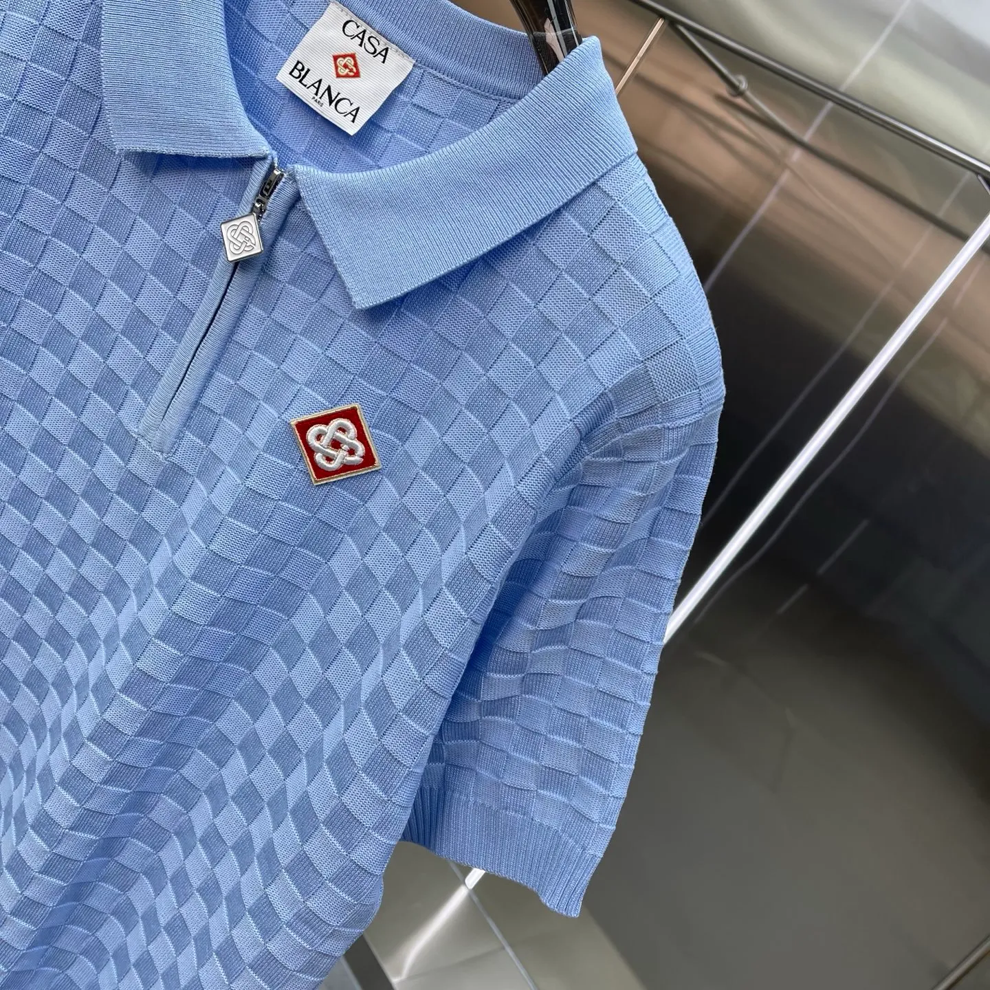 New Arrival Casablanca Casablanca POLO sweater Classic Series is made of high-definition fabrics and will not shrink or fade. Comfortable to the touch, cool and breathable, the texture is super strong and a must-have for fashionable men and women. Exclusively available in In Stock! Color: White Blue Size: M L XL XXL